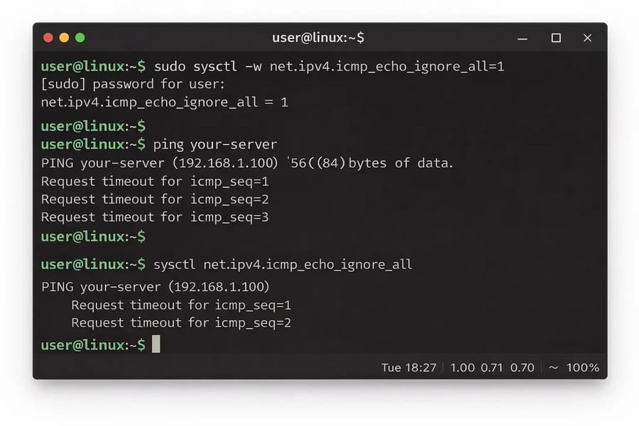 Terminal Disable Ping (Temporary)